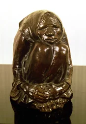 Gammel kvinde, der ryster, ca. 1937